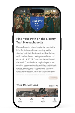 Screenshot of The Liberty Trail Massachusetts mobile app