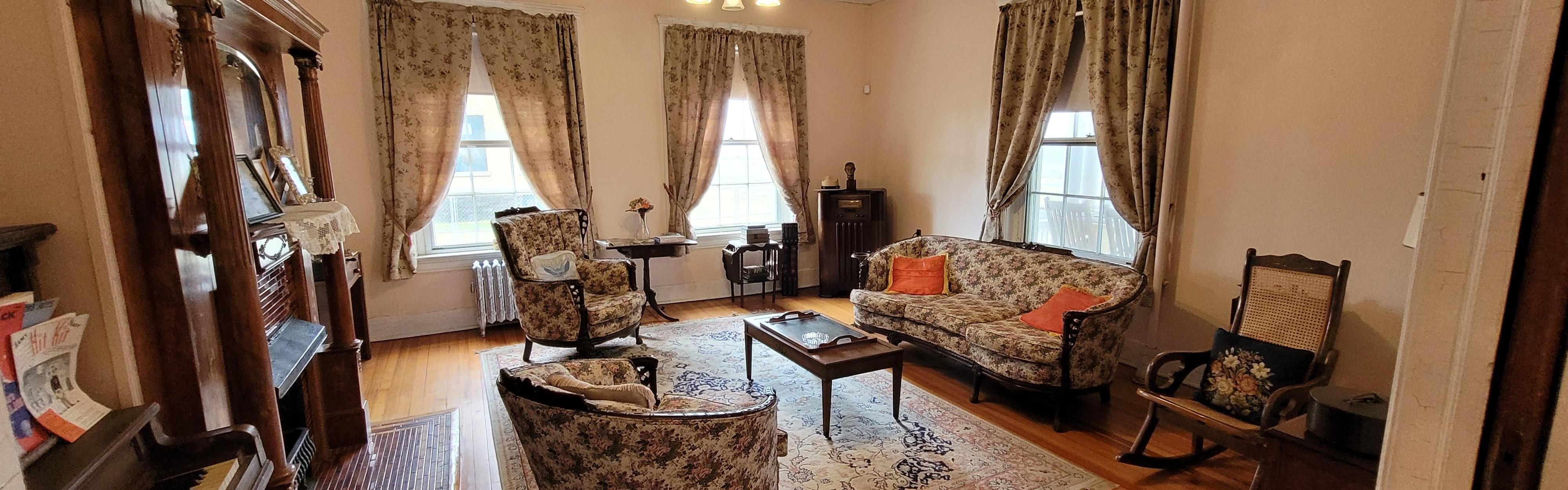 Living room styled as if in the 1940s