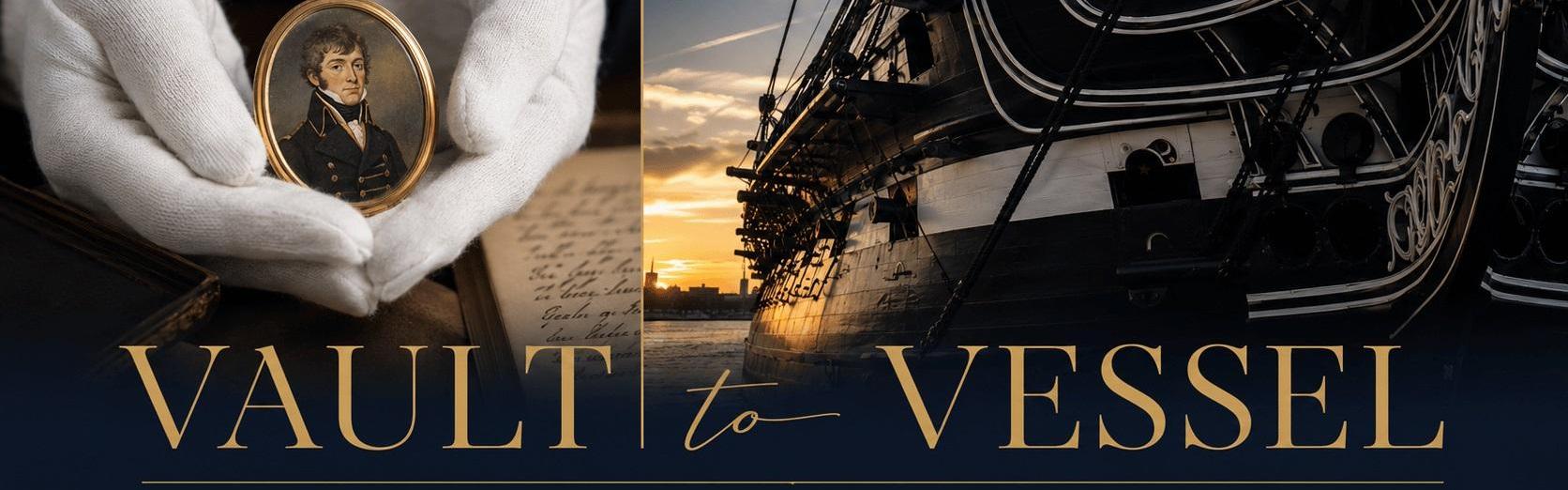 Event graphic with two side-by-side images. One with a small portrait and another of the ship.