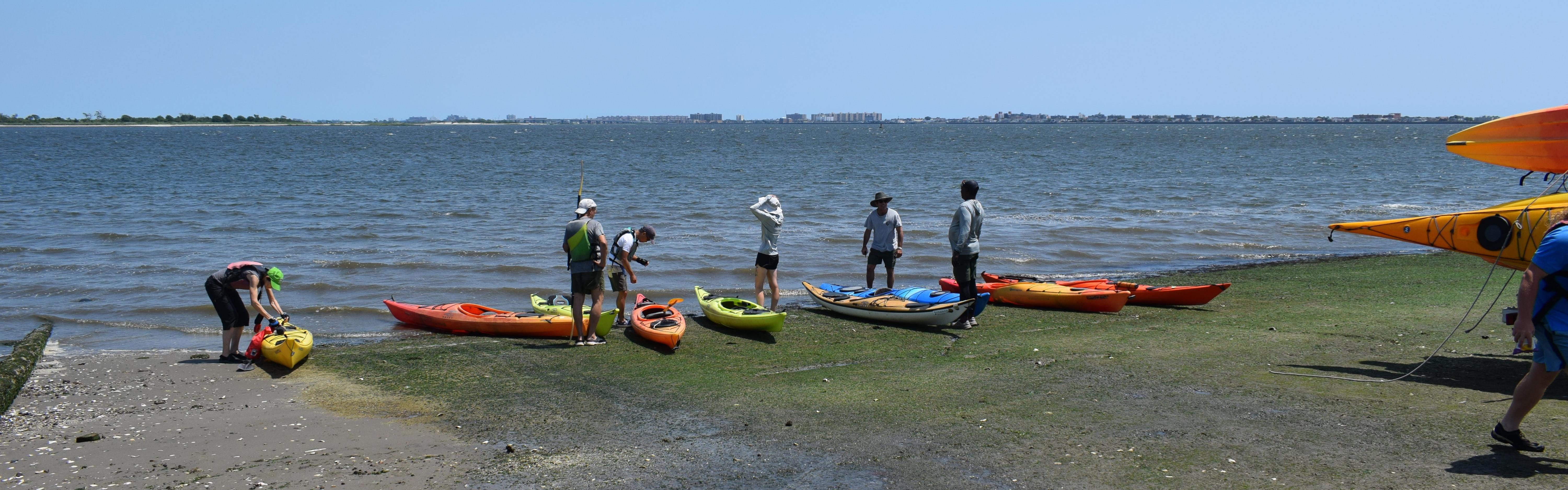 Kayaks on seaplane ramp