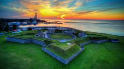 Aerial shot of Fort Ontario in New York