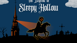 Event graphic with a headless horseman in the spotlight of a lantern from the steeple of Old North