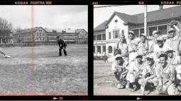Historic photos of soldiers playing baseball at Sandy Hook