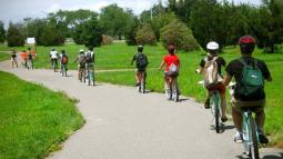 Group of people on bicycles