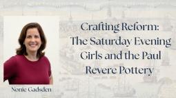 Lecture title with an image of the speaker, a smiling white woman in a burgundy top.