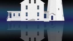 Painting of Lighthouse and reflection