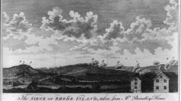 Print of the Battle of Rhode Island.