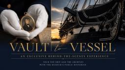 Event graphic with two side-by-side images. One with a small portrait and another of the ship.