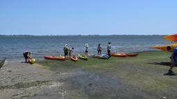 Kayaks on seaplane ramp