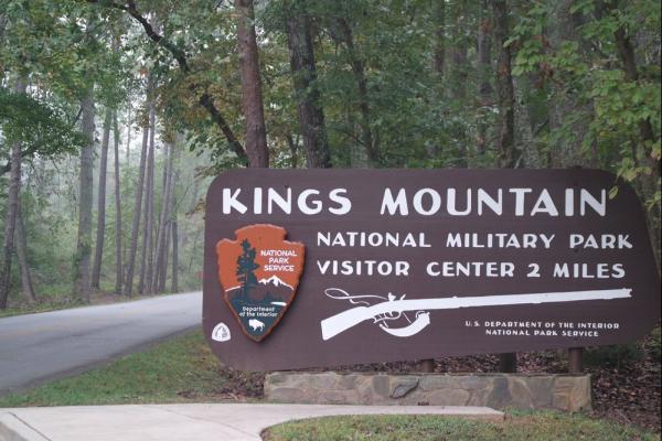 Image of the entrance sign to Kings Mountain National Military Park