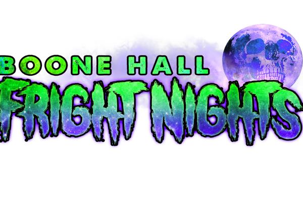 logo that says Boone Hall Fright Night in green text