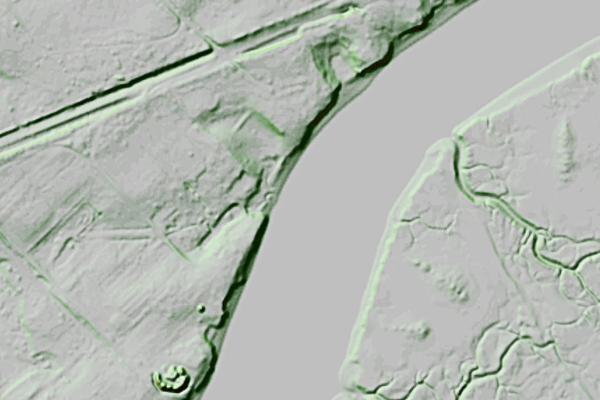 LiDAR image showing Confederate battery