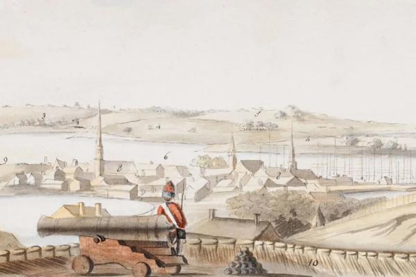 View from Noddle Island during the Battle of Chelsea Creek in Boston