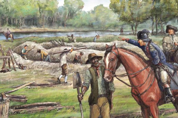 Francis Marion ordering the construction of defenses at Port's Ferry by Dale Watson