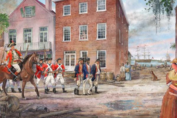 Conclusion of the Siege of Charleston and British occupation painting by Dale Watson