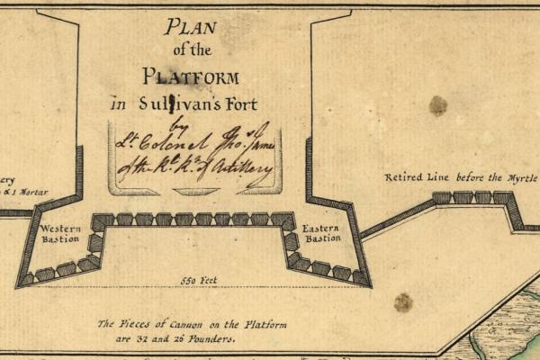 Detail of Fort Sullivan on Sullivan's Island from a Faden Map