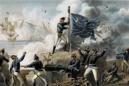 Sergeant Jasper Raising the Moultrie Flag Painting