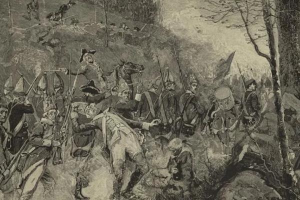 Battle of Concord Militia Ambush Engraving Courtesy of the New York Public Library