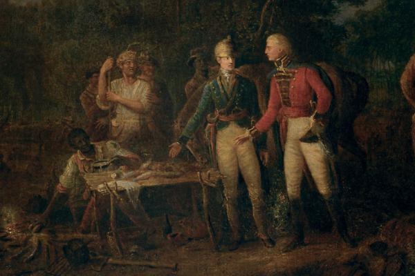 General Marion Inviting a British Officer to Share his Meal Painting