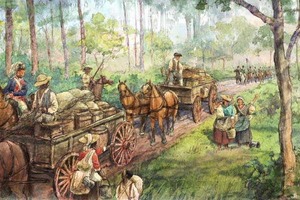 Waxhaws Wagons following the Buford Massacre by Dale Watson