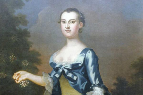 Portrait of Martha Dandridge Custis, John Wollaston, oil on canvas, 1757. Washington-Custis-Lee Collection, Washington and Lee University, Lexington, VA. [U1918.1.1]