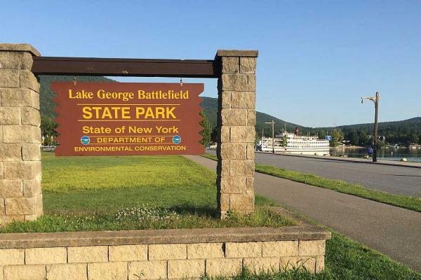 Lake George Battlefield State Park Sign by Kenneth Zirkel