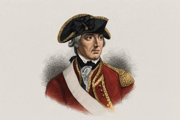 AI colorized engraving of William Howe