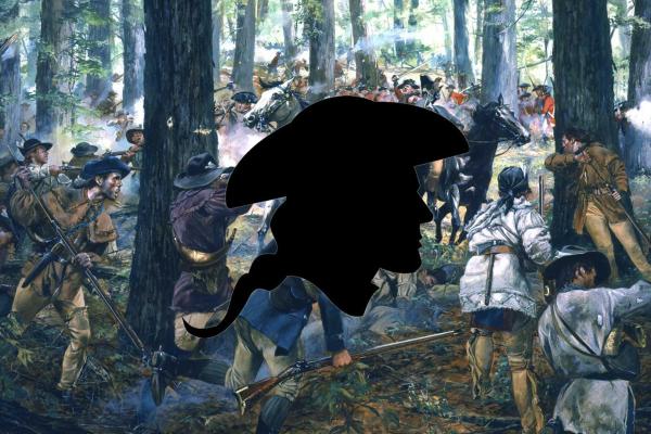 Placeholder image for Benjamin Cleveland depicting a silhouette over the Battle of King's Mountain