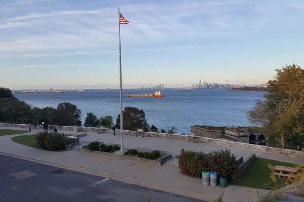 Shot of Fort Wadsworth overlooking the waters of New York