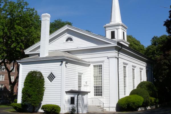 Eastern view of the Flatlands Reformed Church, the third structure to occupy this land since 1663