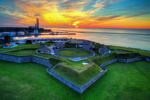 Aerial shot of Fort Ontario in New York
