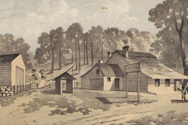 Historic depiction of William Howard's Tavern
