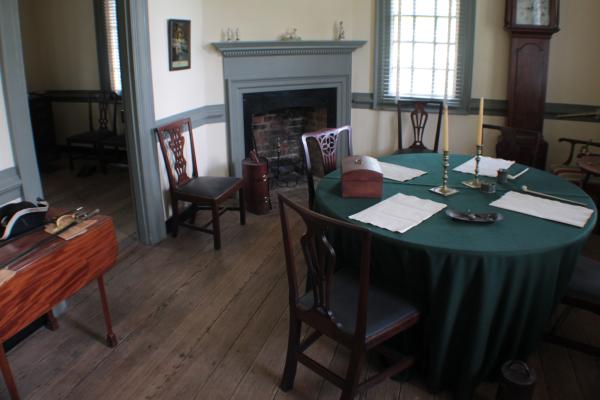 Room of the Moore House decorated in 18th Century furniture