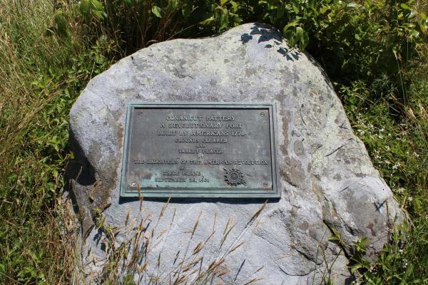 Stone marker denoting the location of the Conanicut Battery in Rhode Island