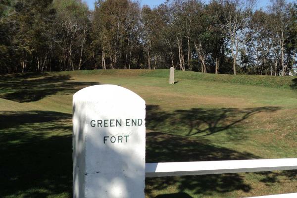 Stone marker denoting the location of Green End Fort