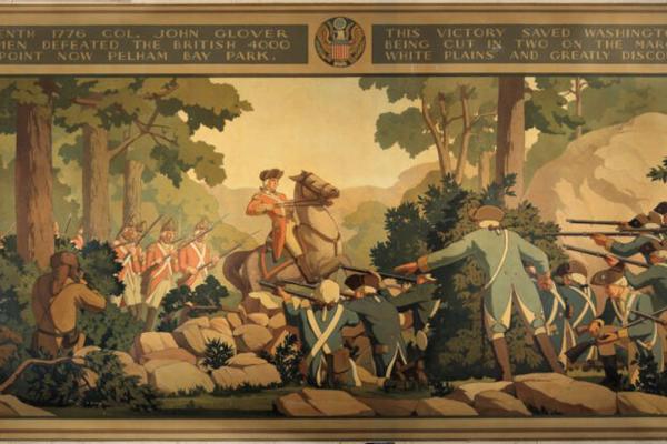 Mural in the Bronx Courthouse depicting the Battle of Pell's Point
