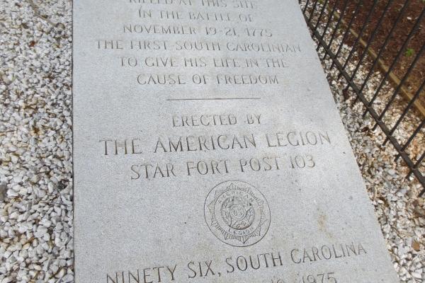 A monument to James Birmingham, the first South Carolinian to die in the American Revolution