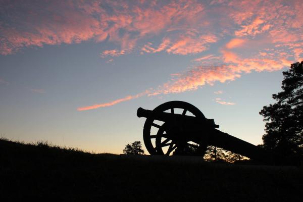 Cannon at sunset at Yorktown Battlefield