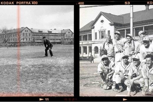 Historic photos of soldiers playing baseball at Sandy Hook