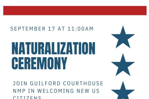 Event flyer with time and location for naturalization ceremony
