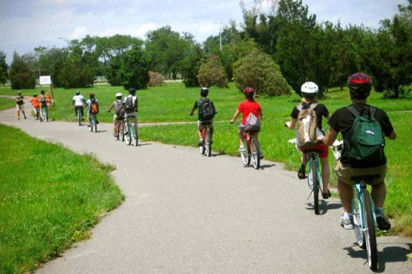 Group of people on bikes