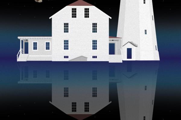 Painting of Lighthouse and reflection