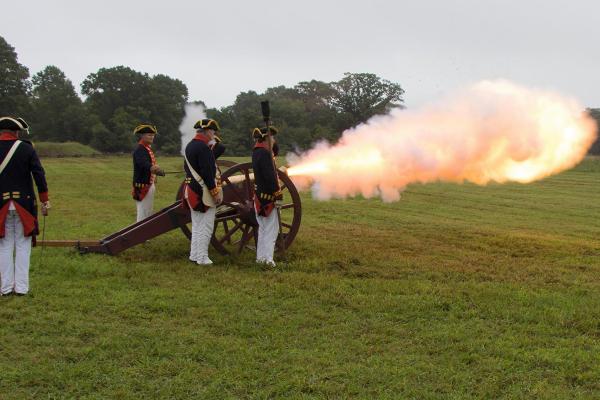 6 pounder cannon fired