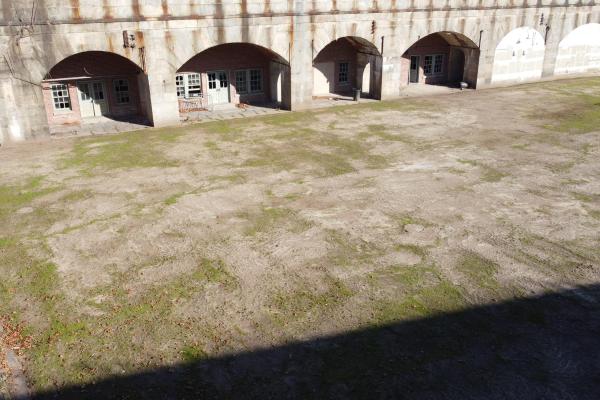Casemates and parade ground of fortification in Staten Island.