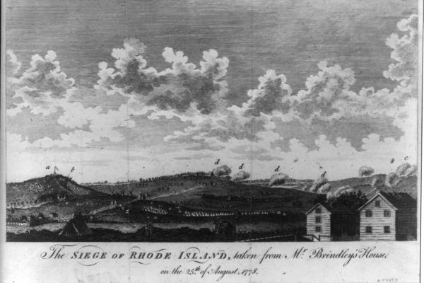 Print of the Battle of Rhode Island.