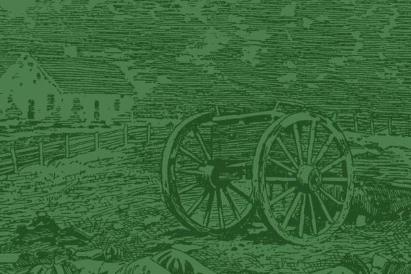 This is a sketch of a cannon stationed on a battlefield.