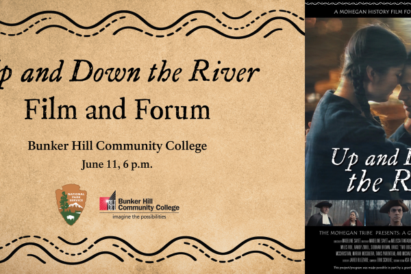 Event graphic with information on the left, movie poster on the right.