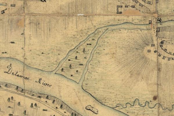 Map portraying the land surrounding Trenton