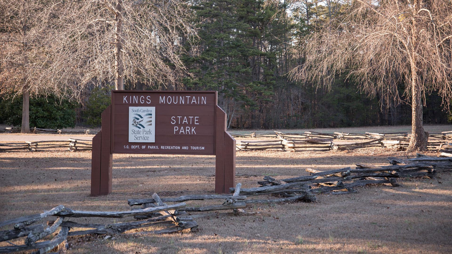 a photo of the entrance sign to Kings Mountain State Park