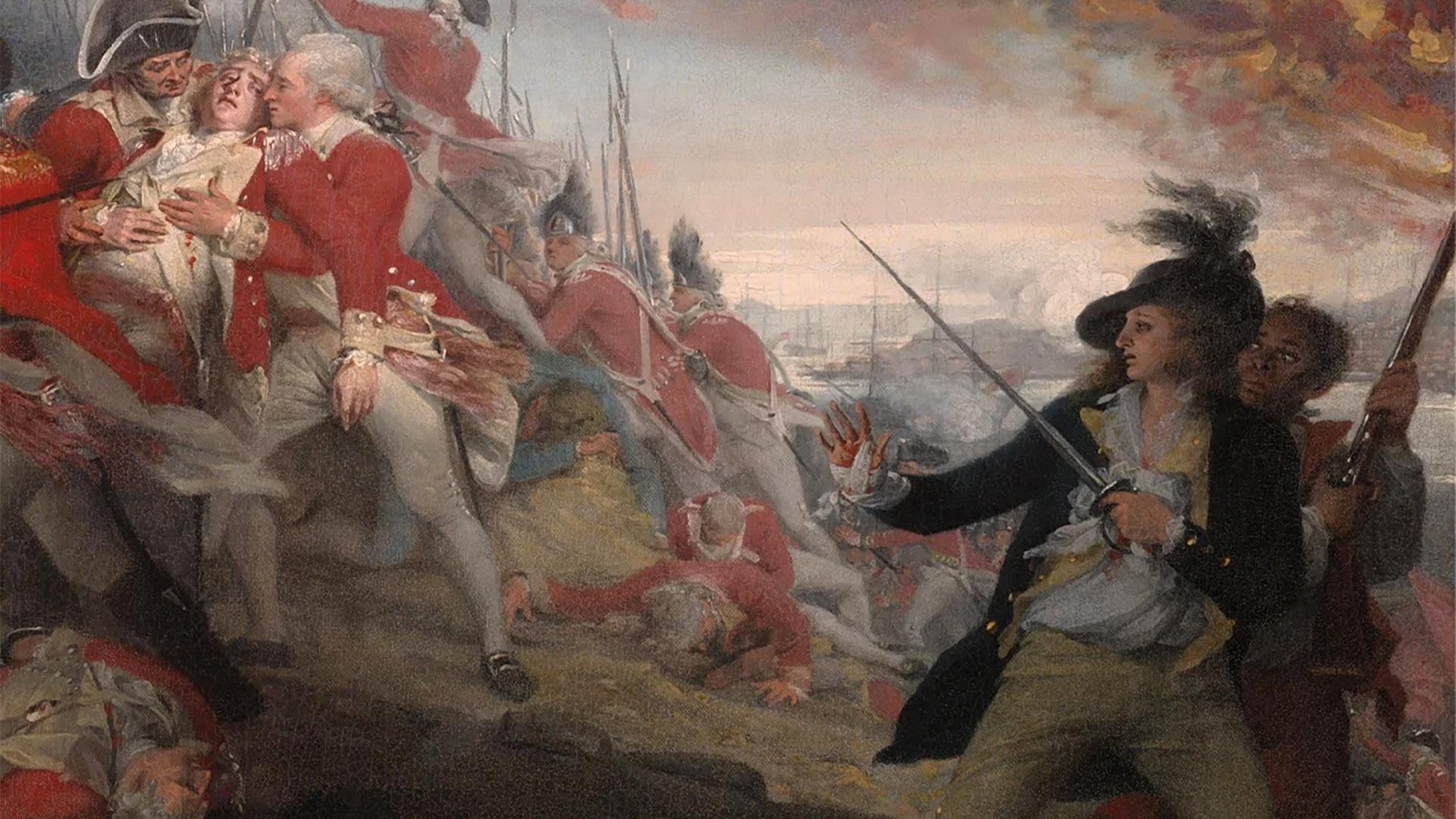 This detail from Trumbull’s painting shows the man who is believed to have shot Pitcairn.
